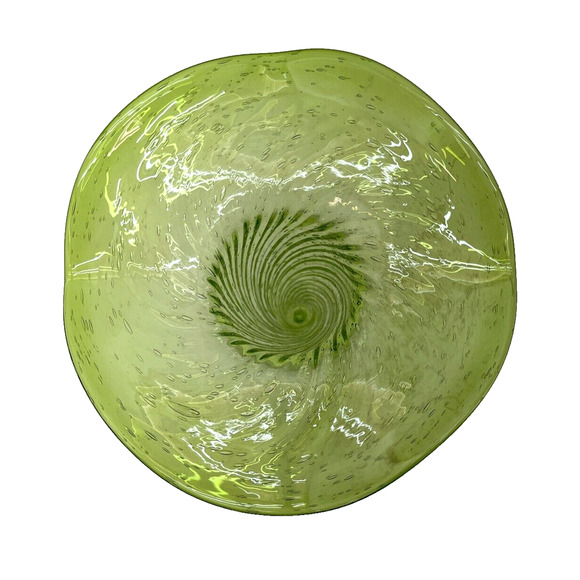 Spiral Ribbed Transparent Green Glass Vase with Circular Flat Base 10 1/2" Tall - Picture 6 of 9